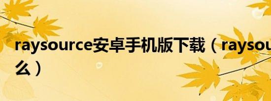 raysource安卓手机版下载（raysource是什么）