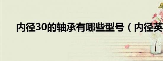 内径30的轴承有哪些型号（内径英文）