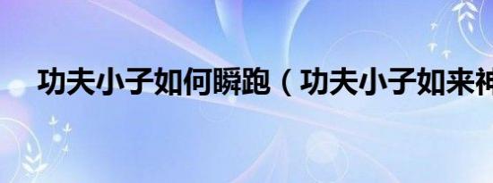 功夫小子如何瞬跑（功夫小子如来神掌）