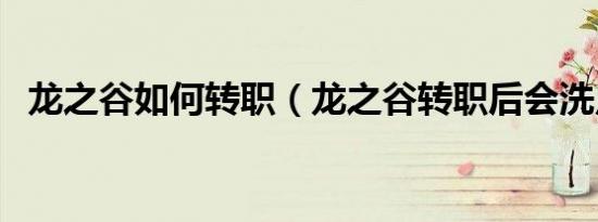 龙之谷如何转职（龙之谷转职后会洗点吗）