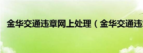 金华交通违章网上处理（金华交通违章网）