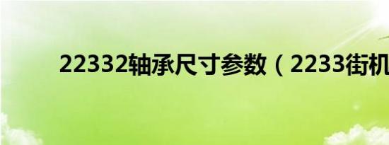 22332轴承尺寸参数（2233街机）