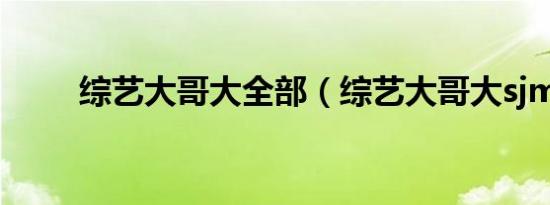 综艺大哥大全部（综艺大哥大sjm）