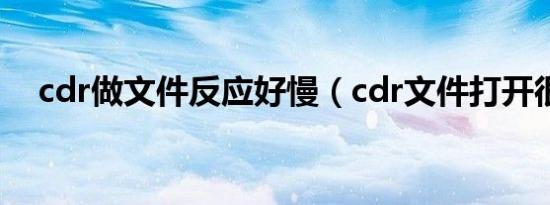 cdr做文件反应好慢（cdr文件打开很慢）