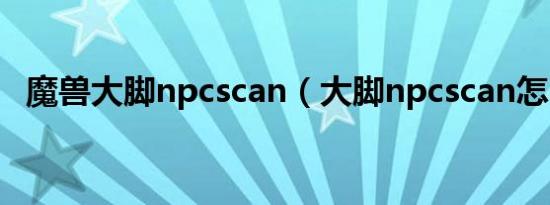 魔兽大脚npcscan（大脚npcscan怎么用）