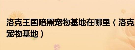洛克王国暗黑宠物基地在哪里（洛克王国暗黑宠物基地）
