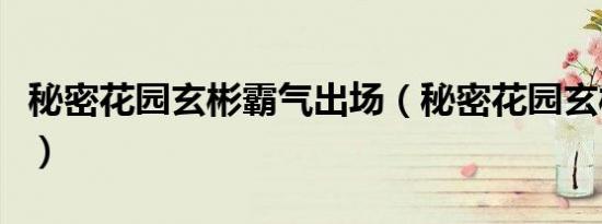 秘密花园玄彬霸气出场（秘密花园玄彬绕口令）
