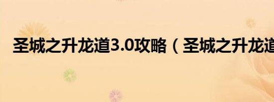 圣城之升龙道3.0攻略（圣城之升龙道3 1）