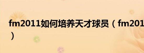 fm2011如何培养天才球员（fm2011修改器）