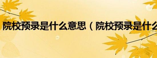 院校预录是什么意思（院校预录是什么意思）
