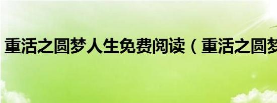 重活之圆梦人生免费阅读（重活之圆梦人生）