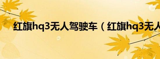 红旗hq3无人驾驶车（红旗hq3无人车）