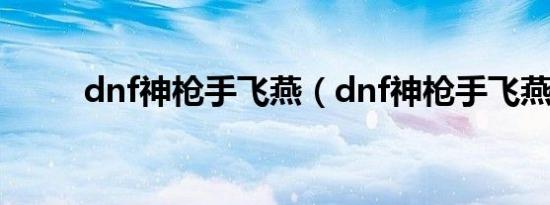 dnf神枪手飞燕（dnf神枪手飞燕）