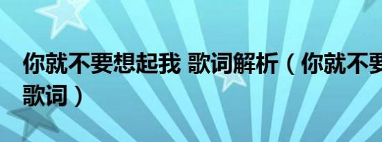 你就不要想起我 歌词解析（你就不要想起我 歌词）