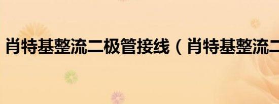 肖特基整流二极管接线（肖特基整流二极管）