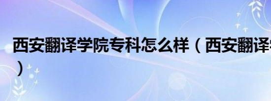 西安翻译学院专科怎么样（西安翻译学院专科）
