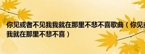 你见或者不见我我就在那里不悲不喜歌曲（你见或者不见我我就在那里不悲不喜）
