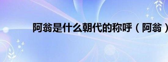 阿翁是什么朝代的称呼（阿翁）