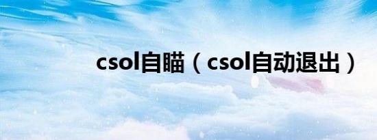 csol自瞄（csol自动退出）