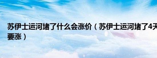 苏伊士运河堵了什么会涨价（苏伊士运河堵了4天 哪些物价要涨）
