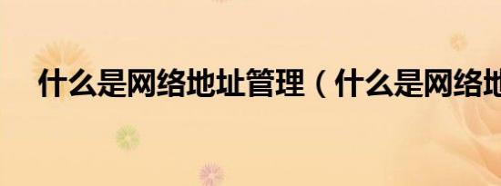 什么是网络地址管理（什么是网络地址）