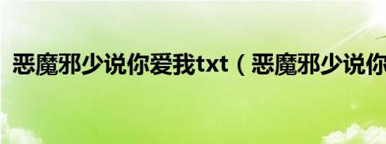 恶魔邪少说你爱我txt（恶魔邪少说你爱我）