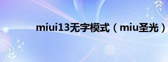 miui13无字模式（miu圣光）