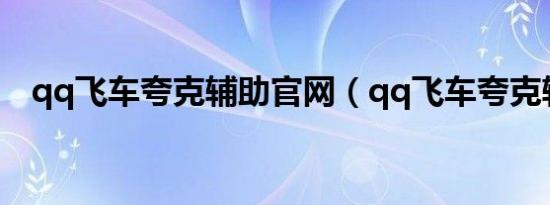 qq飞车夸克辅助官网（qq飞车夸克辅助）