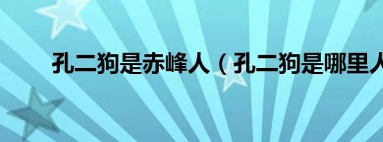 孔二狗是赤峰人（孔二狗是哪里人）