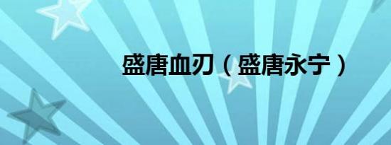 盛唐血刃（盛唐永宁）