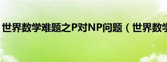 世界数学难题之P对NP问题（世界数学难题）