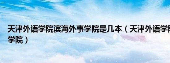 天津外语学院滨海外事学院是几本（天津外语学院滨海外事学院）