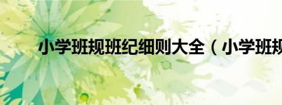 小学班规班纪细则大全（小学班规）