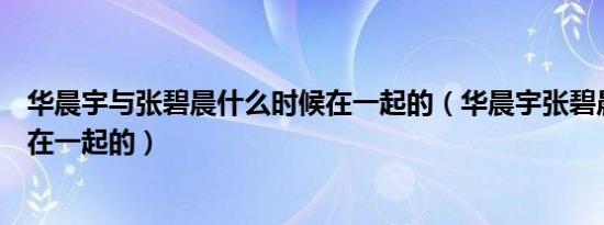 华晨宇与张碧晨什么时候在一起的（华晨宇张碧晨什么时候在一起的）