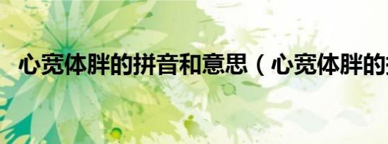 心宽体胖的拼音和意思（心宽体胖的拼音）