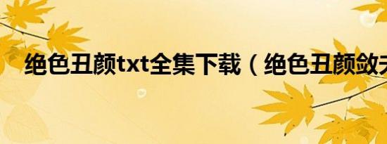 绝色丑颜txt全集下载（绝色丑颜敛夫记）