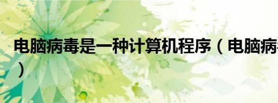电脑病毒是一种计算机程序（电脑病毒是一种）