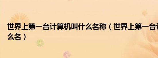 世界上第一台计算机叫什么名称（世界上第一台计算机叫什么名）