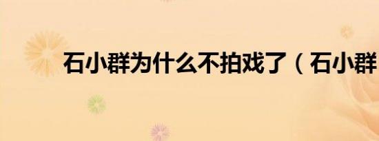 石小群为什么不拍戏了（石小群）