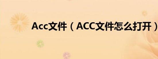 Acc文件（ACC文件怎么打开）