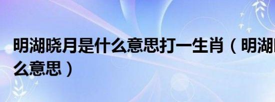 明湖晓月是什么意思打一生肖（明湖晓月是什么意思）