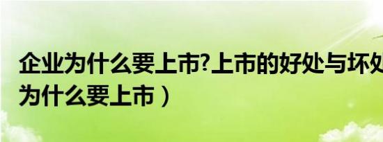 企业为什么要上市?上市的好处与坏处?（企业为什么要上市）