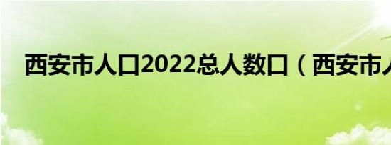 西安市人口2022总人数口（西安市人口）