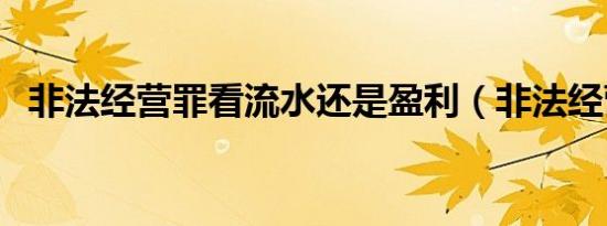 非法经营罪看流水还是盈利（非法经营罪）