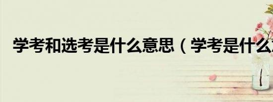 学考和选考是什么意思（学考是什么意思）