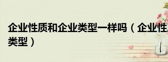 企业性质和企业类型一样吗（企业性质和企业类型）