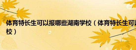 体育特长生可以报哪些湖南学校（体育特长生可以报哪些学校）
