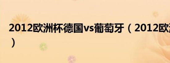 2012欧洲杯德国vs葡萄牙（2012欧洲杯德国）