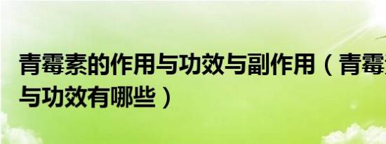 青霉素的作用与功效与副作用（青霉素的作用与功效有哪些）