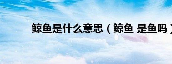鲸鱼是什么意思（鲸鱼 是鱼吗）